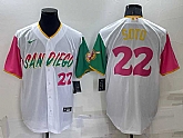 San Diego Padres #22 Juan Soto Number White 2022 City Connect Cool Base Stitched Jersey,baseball caps,new era cap wholesale,wholesale hats